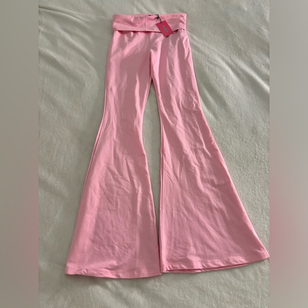 BRAND NEW light pink edikted foldover flare leggings